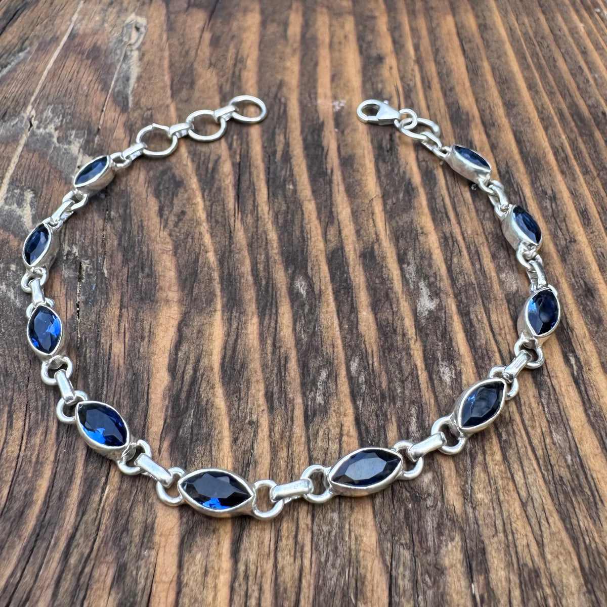 Faceted Iolite Sterling Silver Bracelet