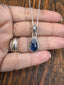 Faceted Kyanite Teardrop Silver Pendant Necklace
