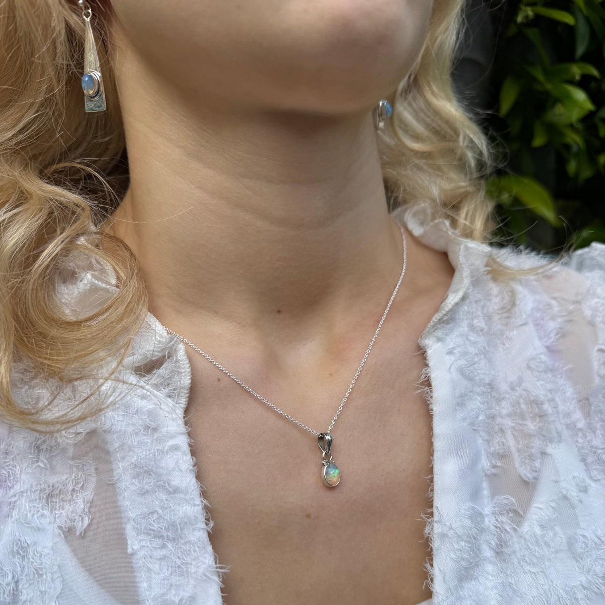 Long Triangle Natural Ethiopian Opal Earrings