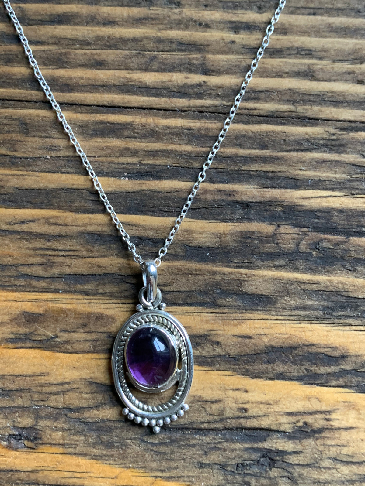 Boho Amethyst Ornate Oval Necklace