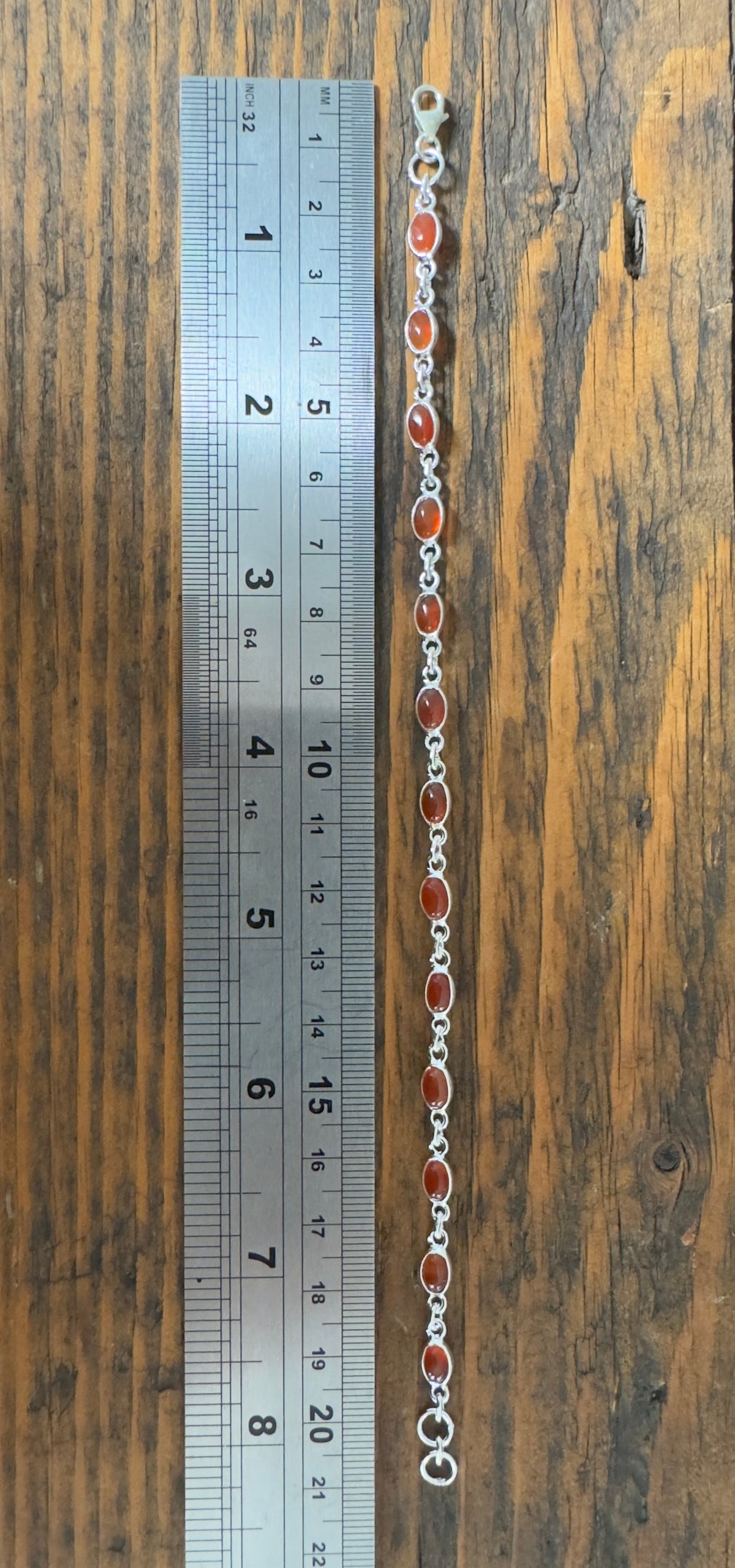 Dainty Carnelian Sterling Silver Bracelet