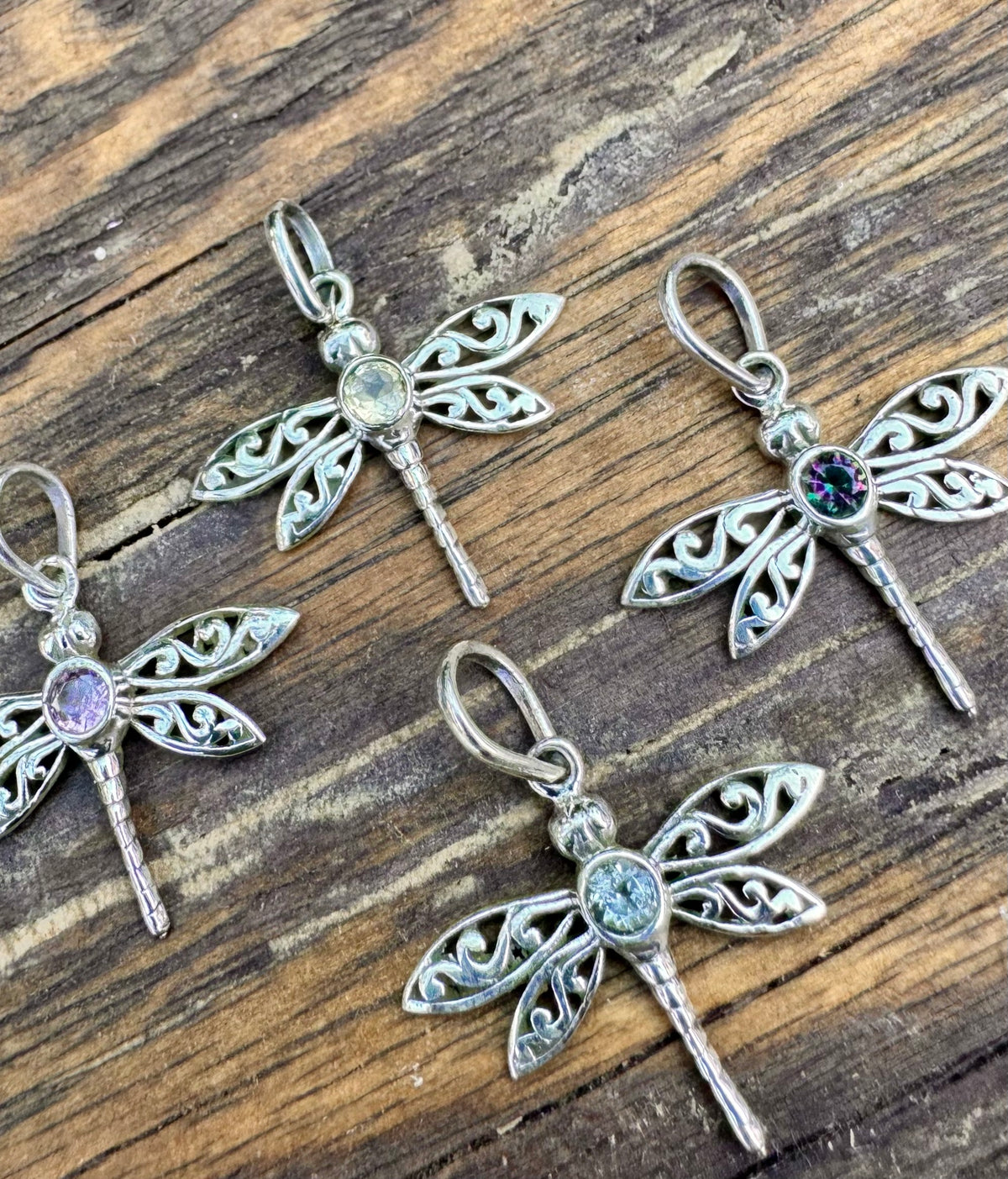 Dragonfly Gemstone Pendant Necklace