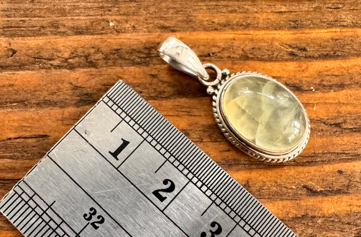 Prehnite Oval Bohemian Sterling Silver Necklace