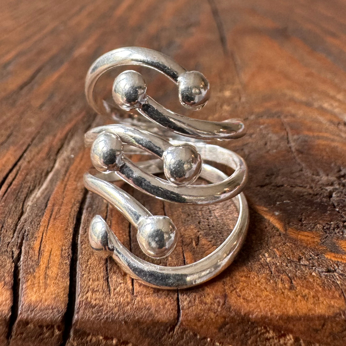 Sterling Silver Statement Dots Wrap Ring