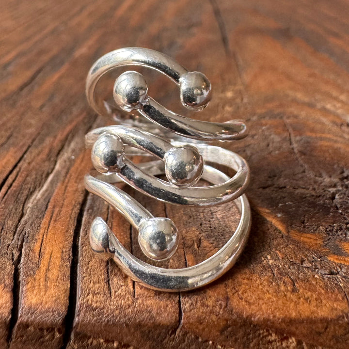 Sterling Silver Statement Dots Wrap Ring