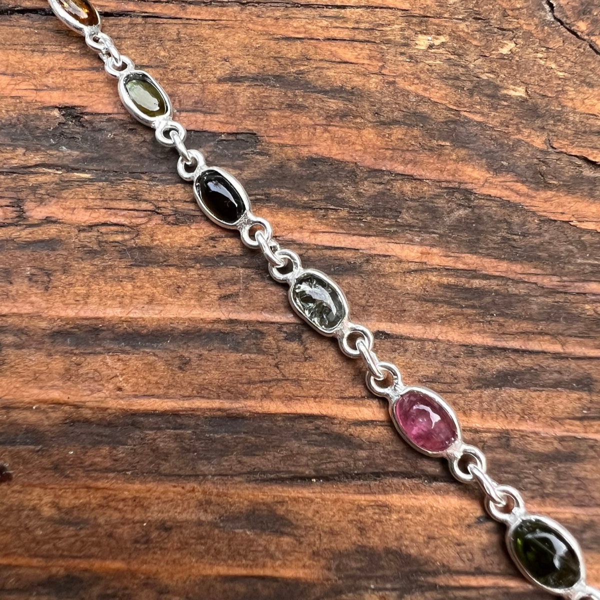 Dainty Tourmaline Sterling Silver Bracelet