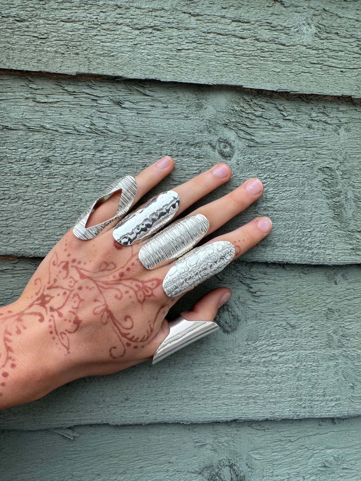 Full Finger Sterling Silver Statement Ring - Adjustable- Choose Your Finish