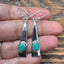 Long Triangle Silver Turquoise Gemstone Earrings