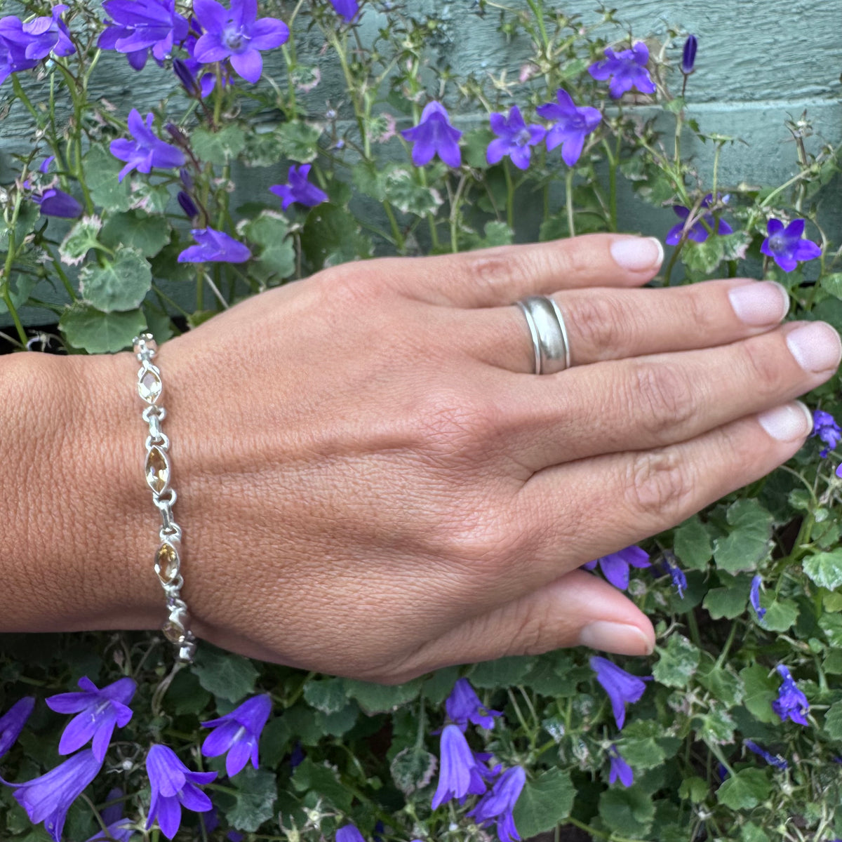 Faceted Citrine Sterling Silver Bracelet