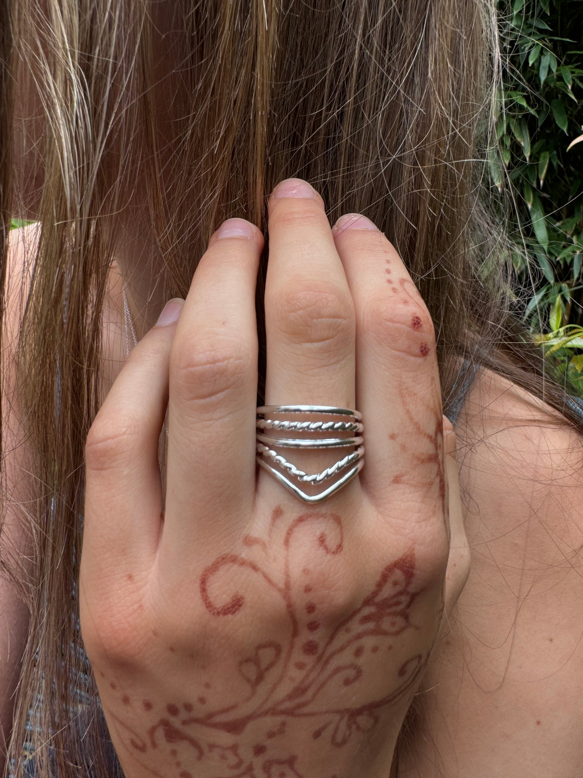 Chevron Twisted Band Sterling Silver Ring - Adjustable -Thumb Ring
