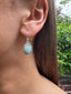 Aquamarine Oval Dot Silver Earrings