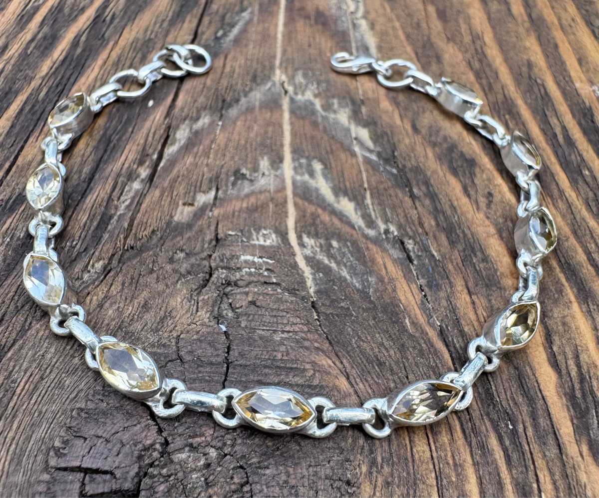 Faceted Citrine Sterling Silver Bracelet