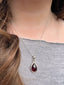 Garnet Teardrop Silver Pendant Necklace