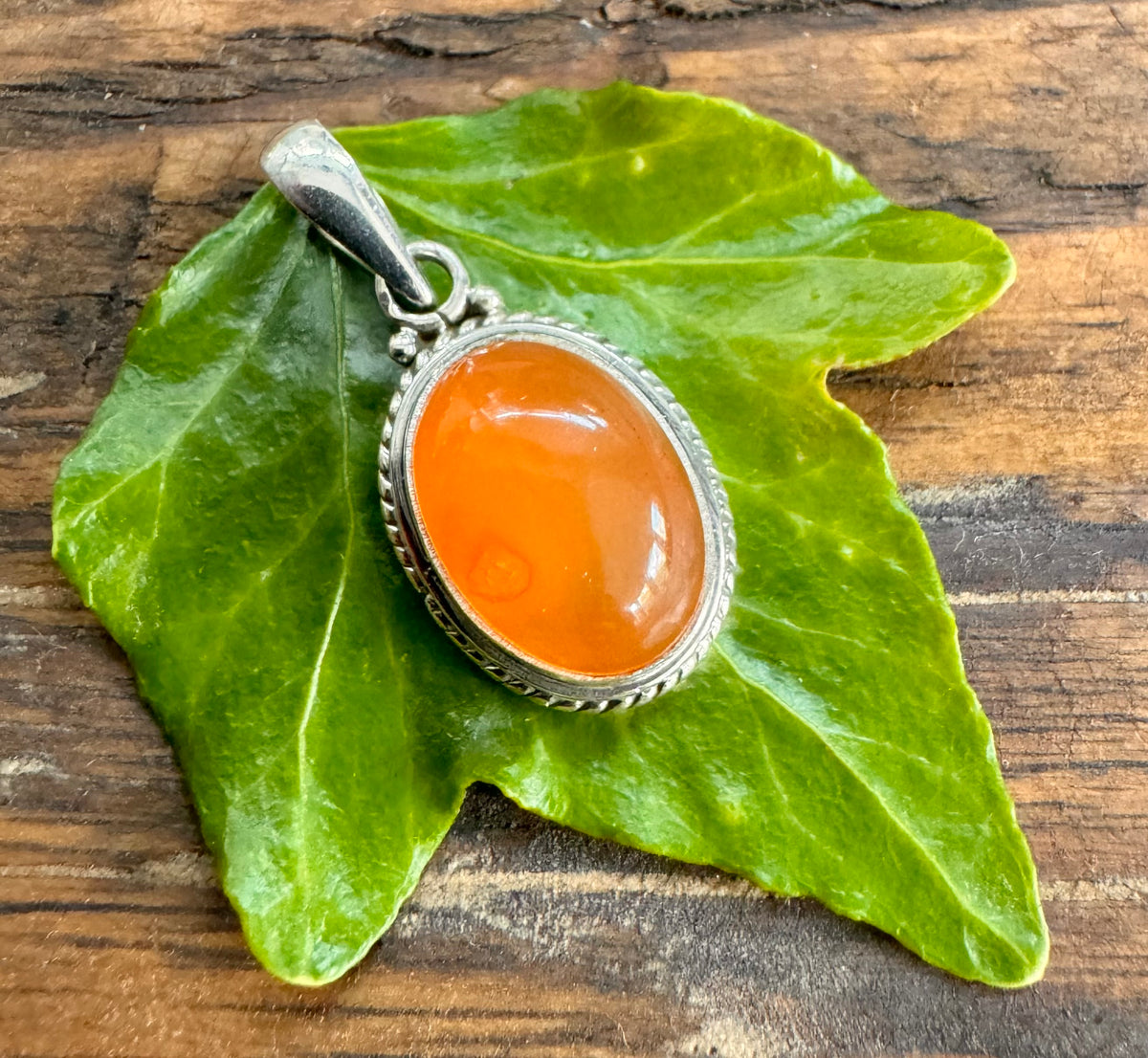 Carnelian Oval Bohemian Sterling Silver Necklace
