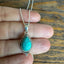 Dainty Boho Turquoise Teardrop Silver Pendant  Necklace
