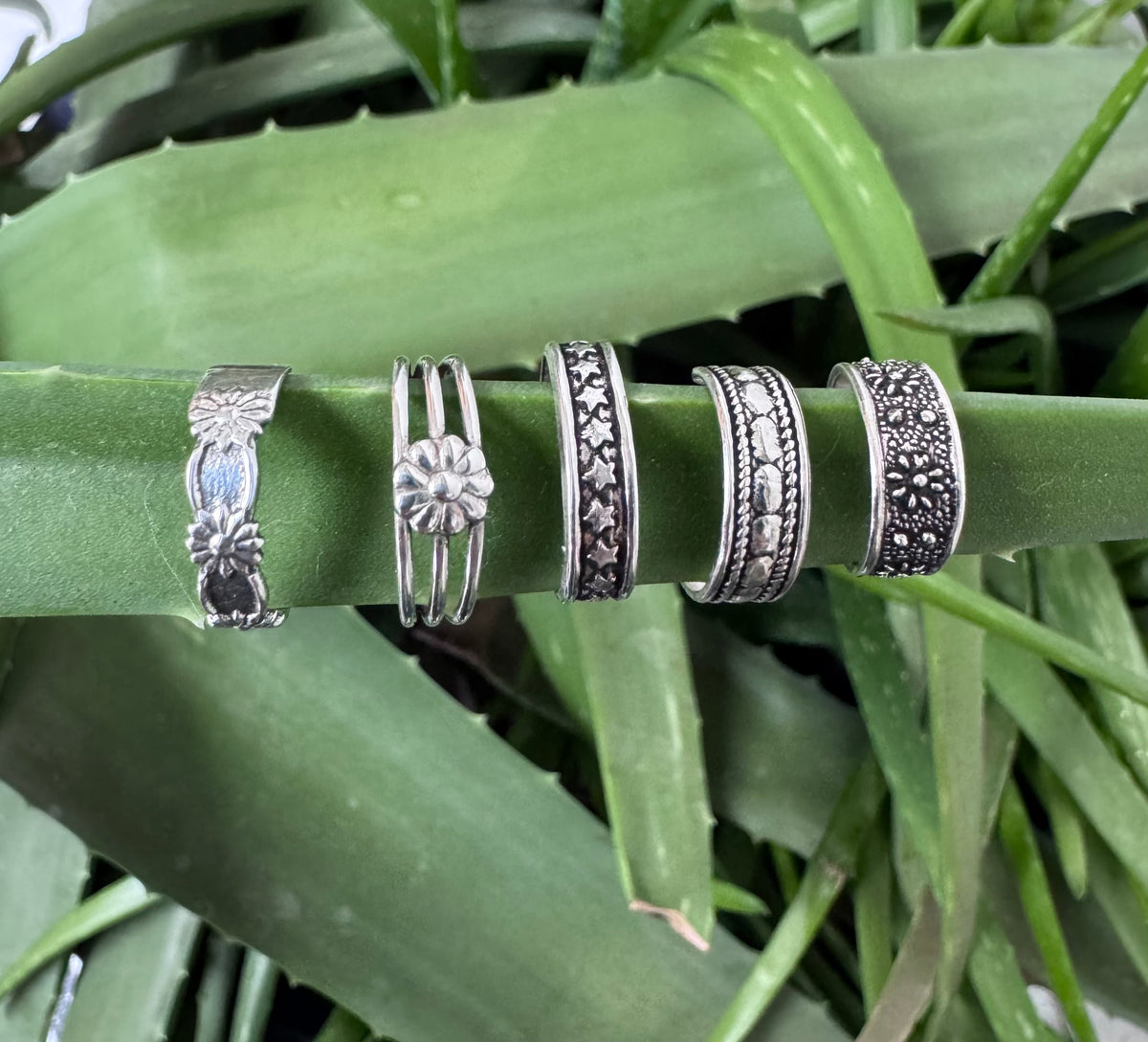 Flower Sterling Silver Adjustable Rings - Midi Pinky Toe - Choose your Design
