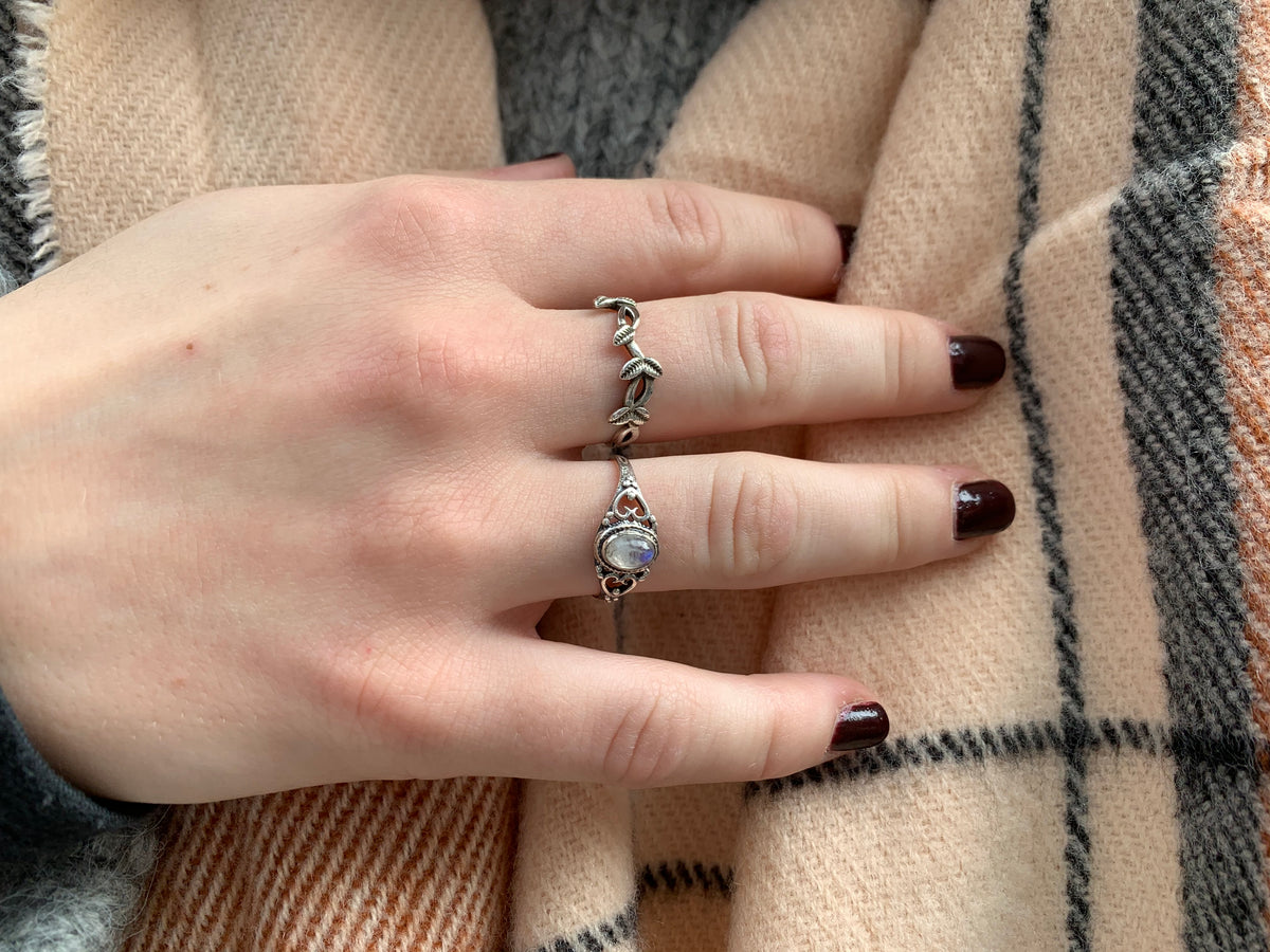 Gemstone Boho Sterling Silver Ring - Gemstone & Size Options