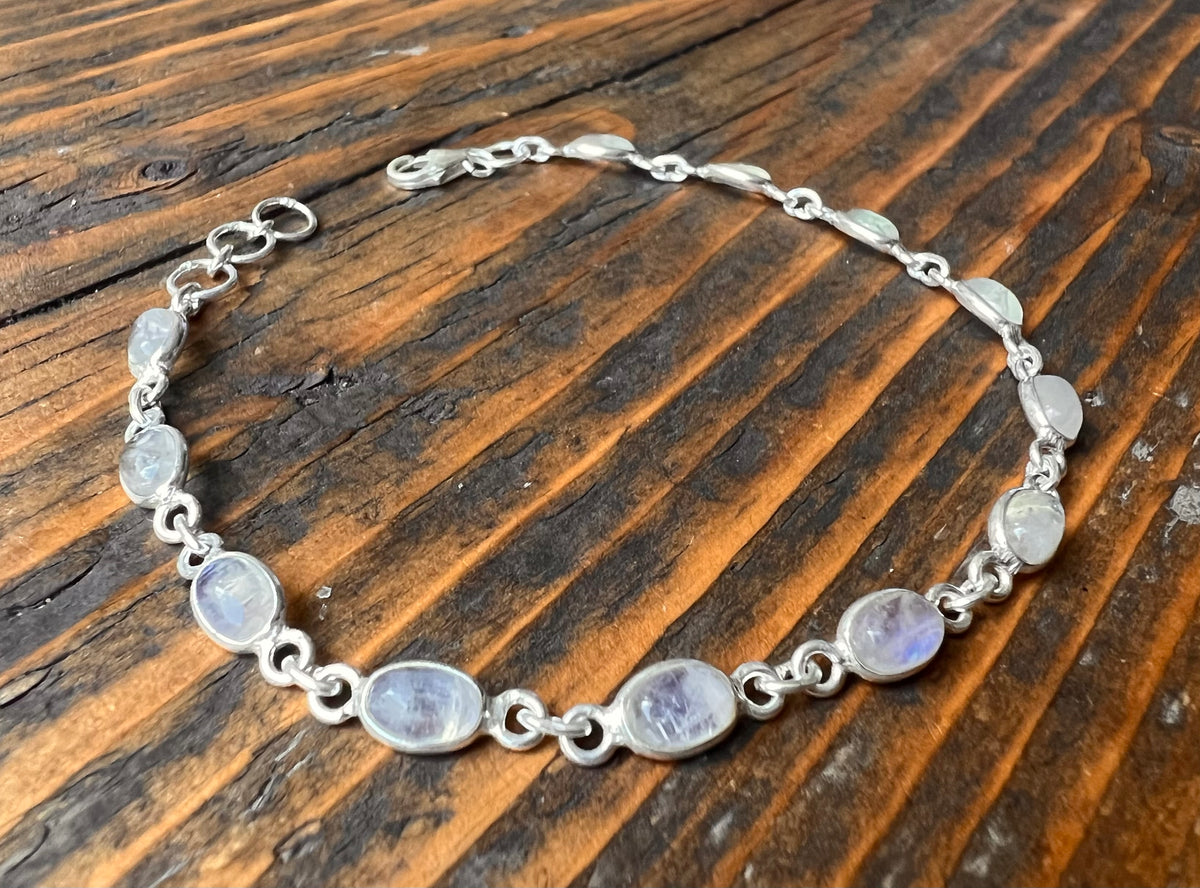 Dainty Moonstone Sterling Silver Bracelet