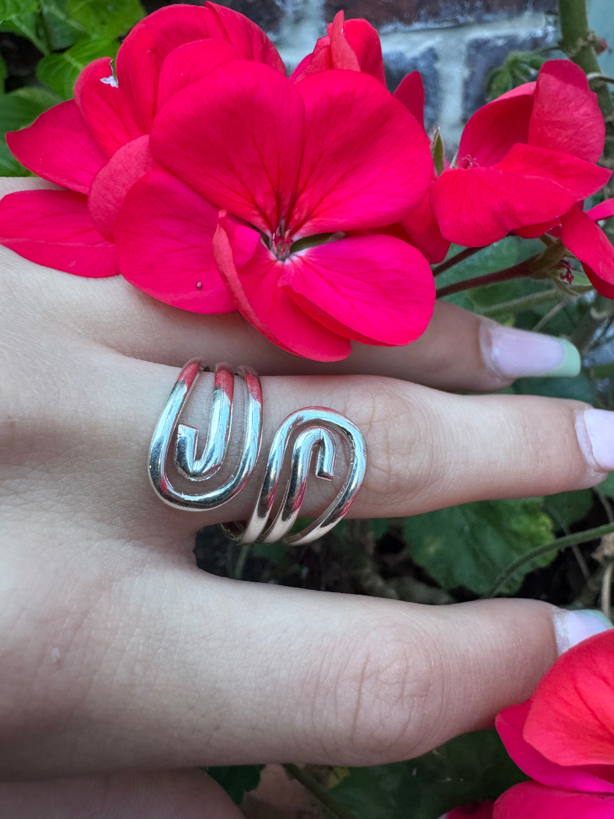 Sterling Silver Wrap Wave Ring-Adjustable Ring