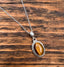 Tiger Eye Oval Dot Silver Necklace