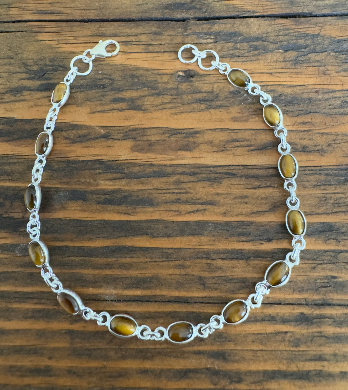 Dainty Tiger Eye Sterling Silver Bracelet