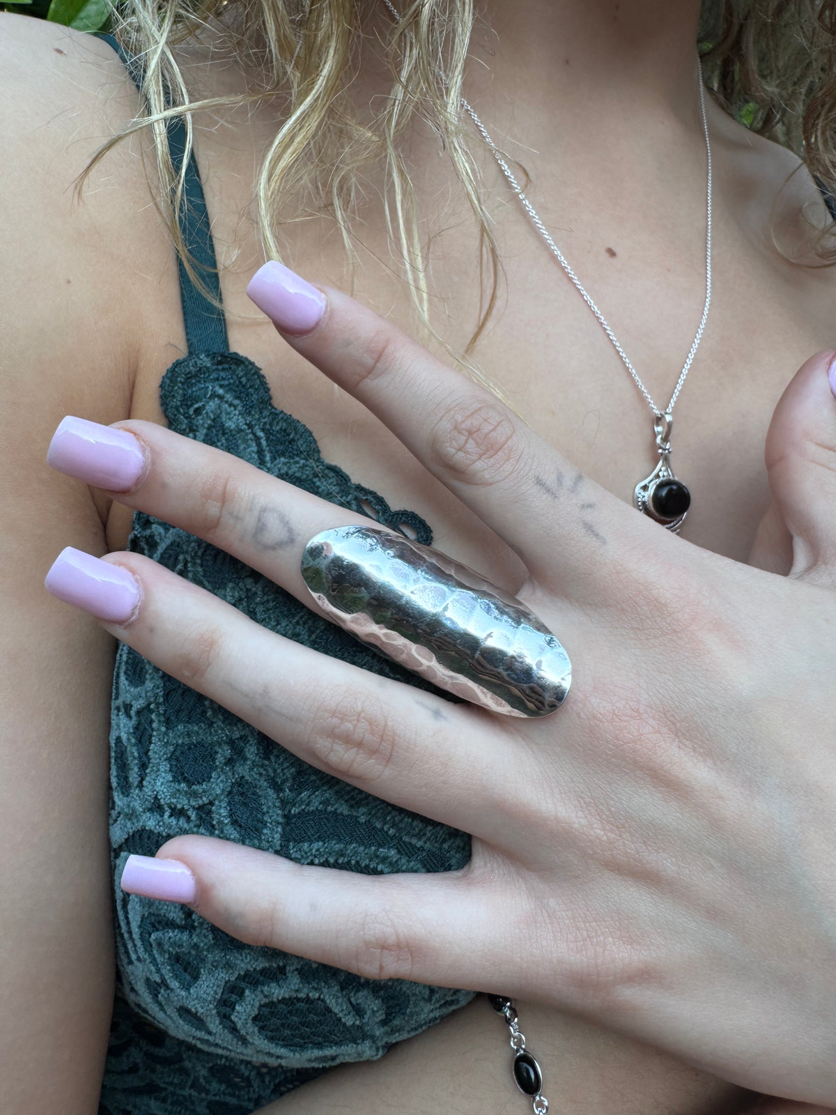 Full Finger Sterling Silver Statement Ring - Adjustable- Choose Your Finish