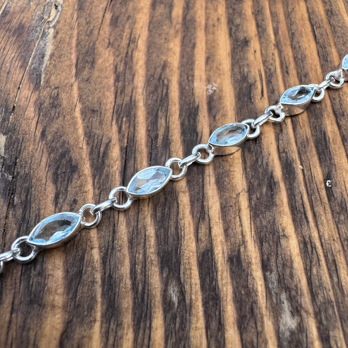 Faceted Blue Topaz Sterling Silver Bracelet
