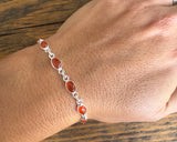 Dainty Carnelian Sterling Silver Bracelet