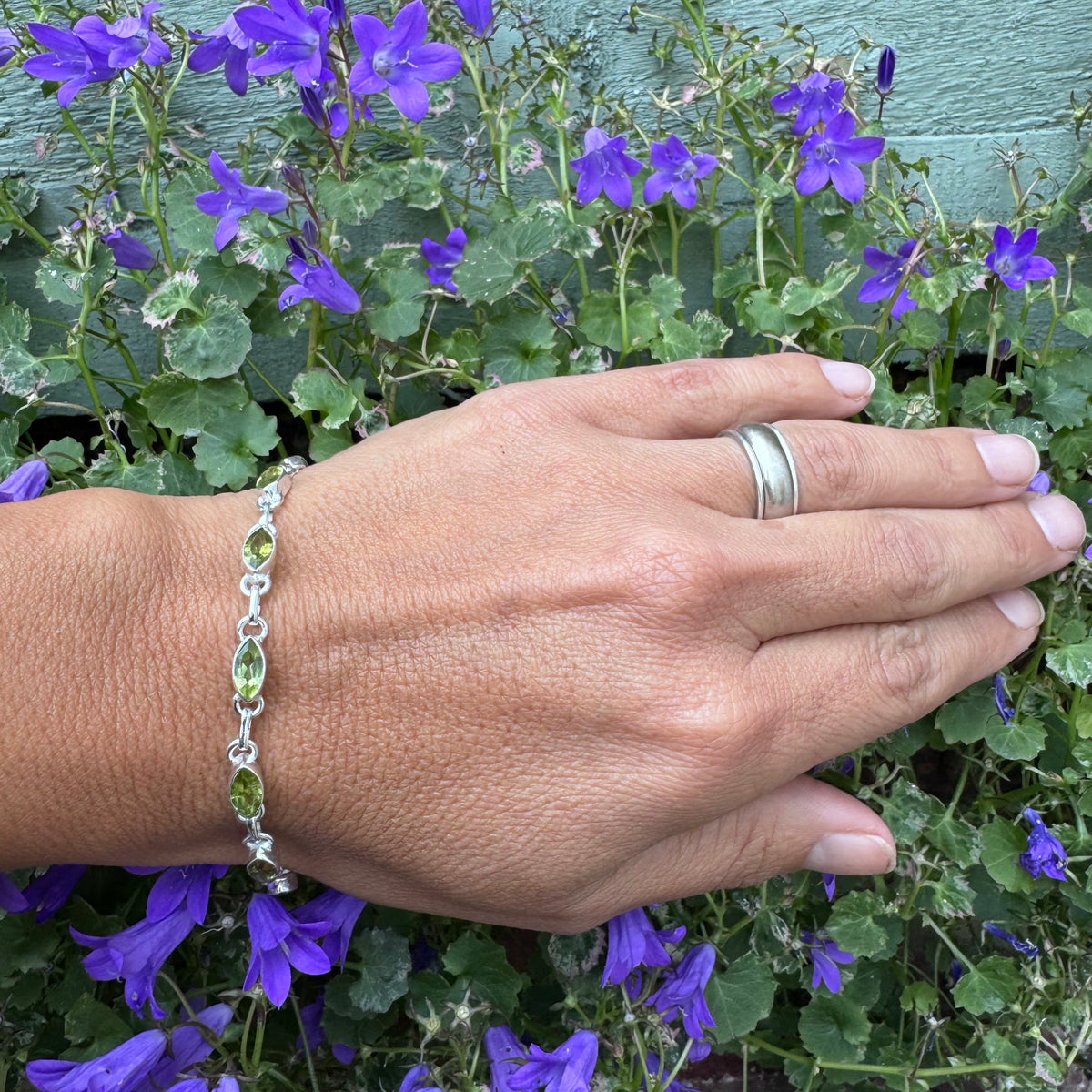 Faceted Peridot Sterling Silver Bracelet