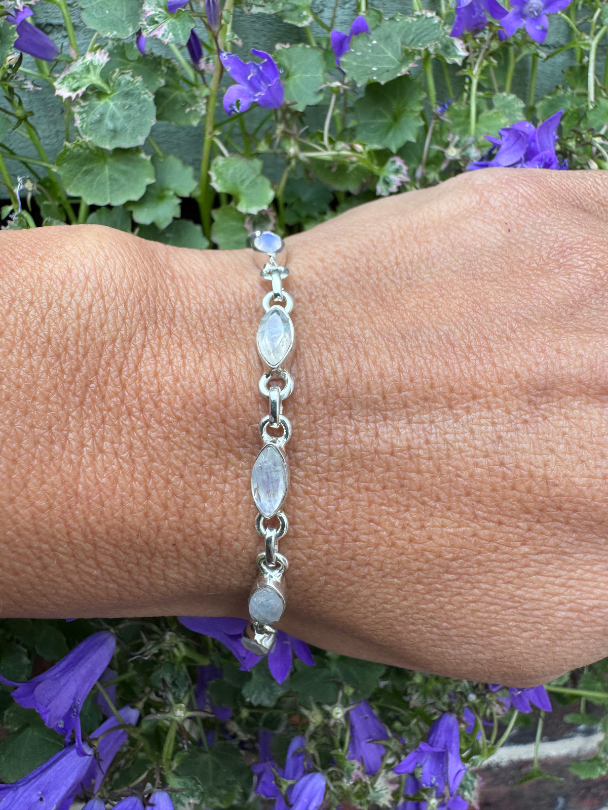 Faceted Moonstone Sterling Silver Bracelet