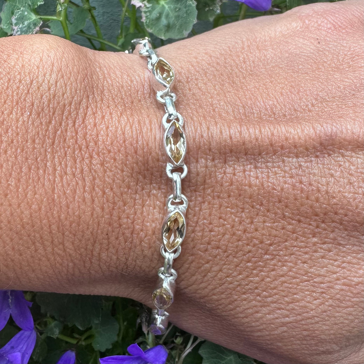 Faceted Citrine Sterling Silver Bracelet
