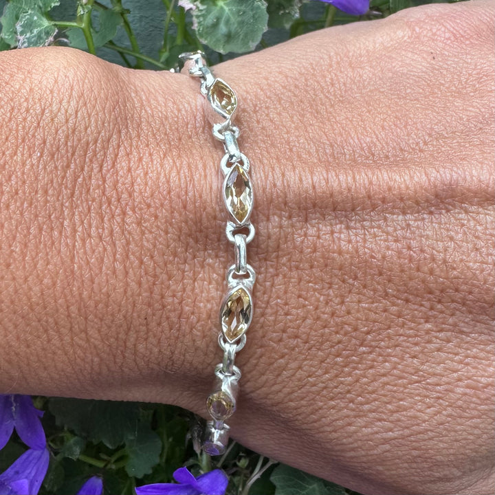 Faceted Citrine Sterling Silver Bracelet
