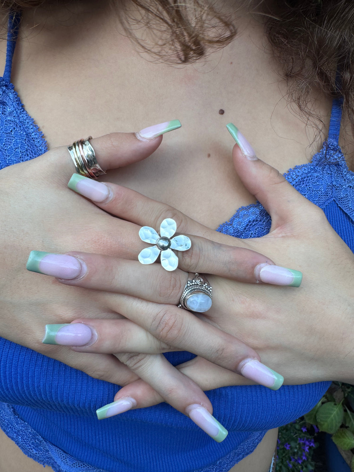 Statement Daisy Sterling Silver Ring- Adjustable