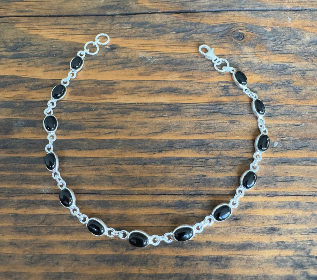 Dainty Black Onyx Sterling Silver Bracelet