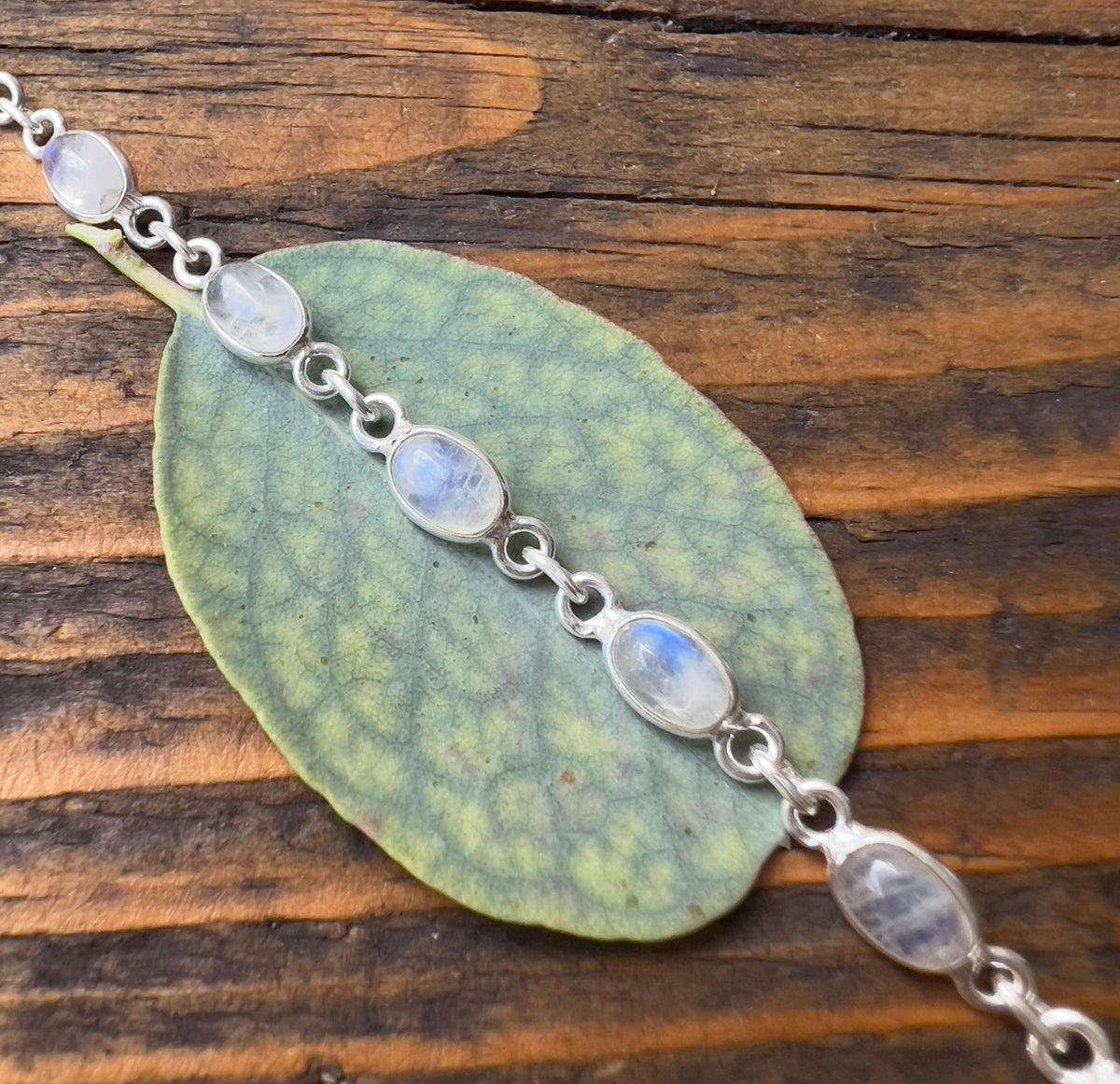 Dainty Moonstone Sterling Silver Bracelet