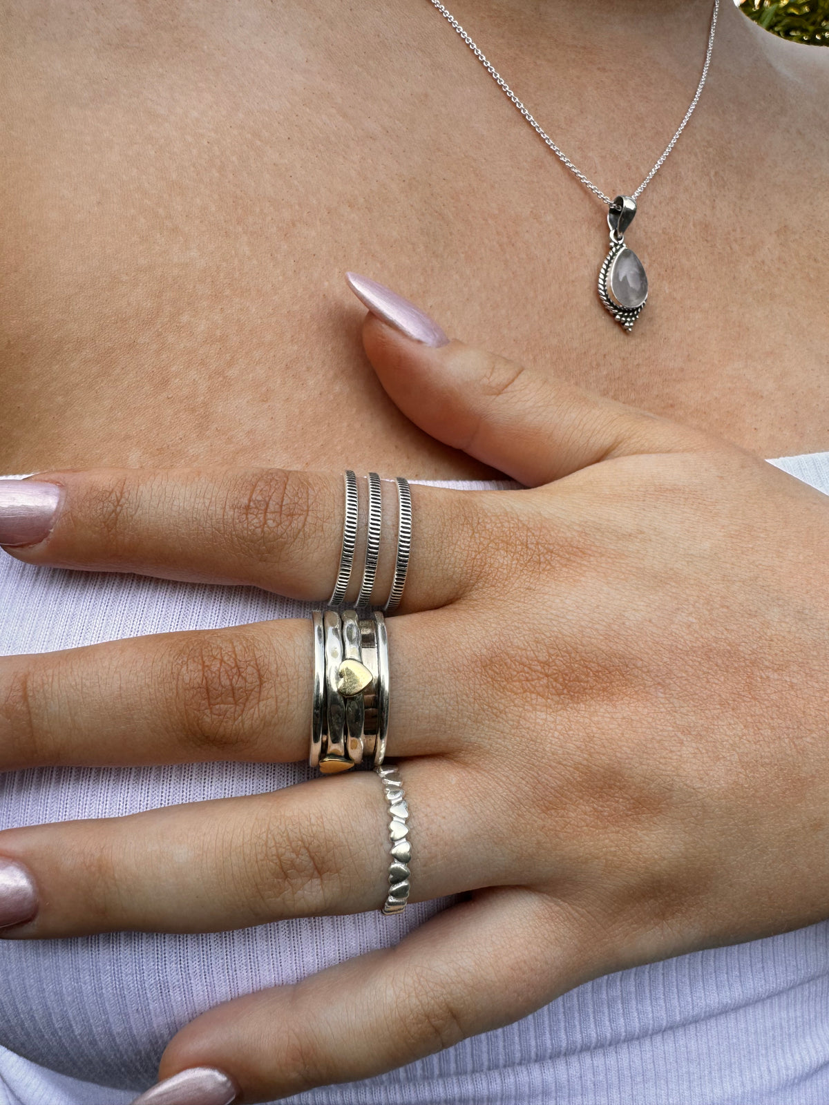 Love Heart Sterling Silver Stacking Band Ring