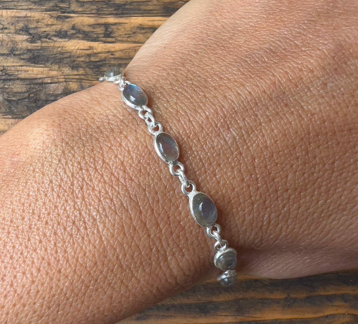 Dainty Labradorite Sterling Silver Bracelet