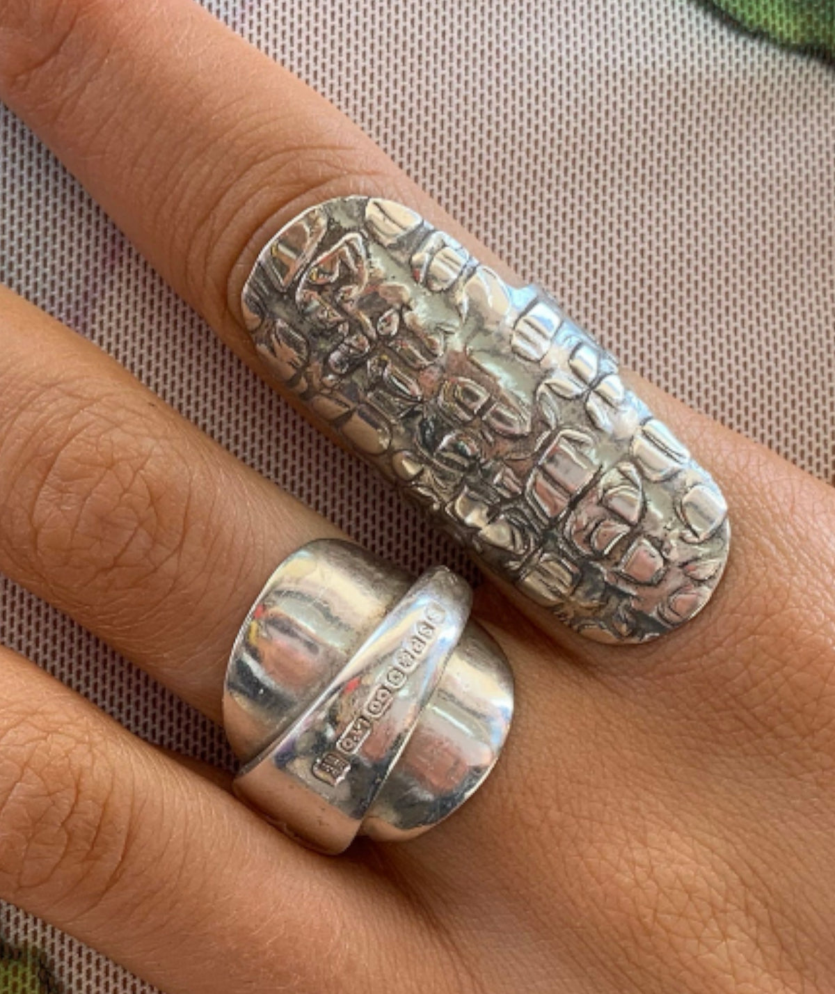 Full Finger Sterling Silver Statement Ring - Adjustable- Choose Your Finish