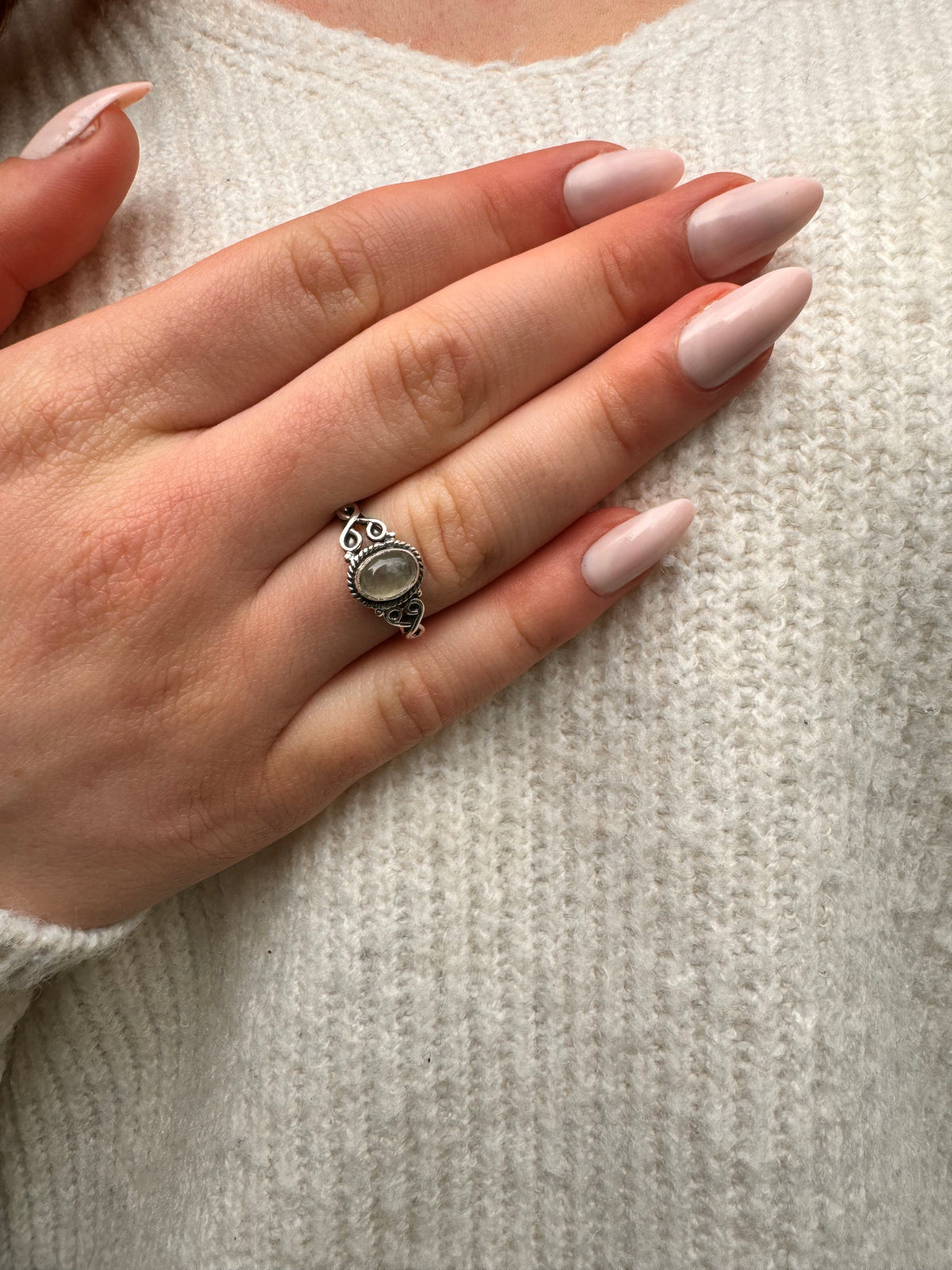 Gemstone Boho Sterling Silver Ring - Gemstone & Size Options