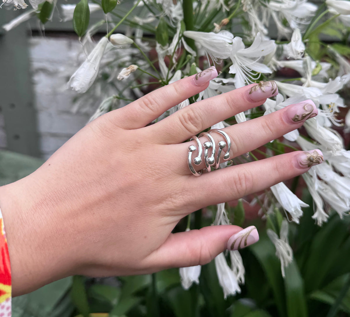 Sterling Silver Statement Dots Wrap Ring