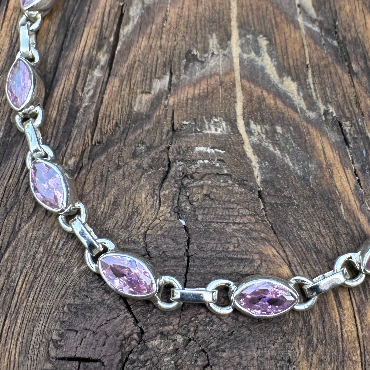Faceted Pink Topaz Sterling Silver Bracelet