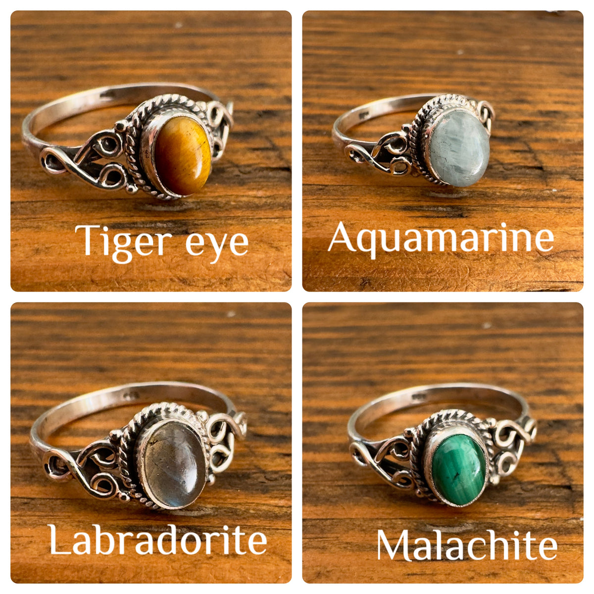 Gemstone Boho Sterling Silver Ring - Gemstone & Size Options