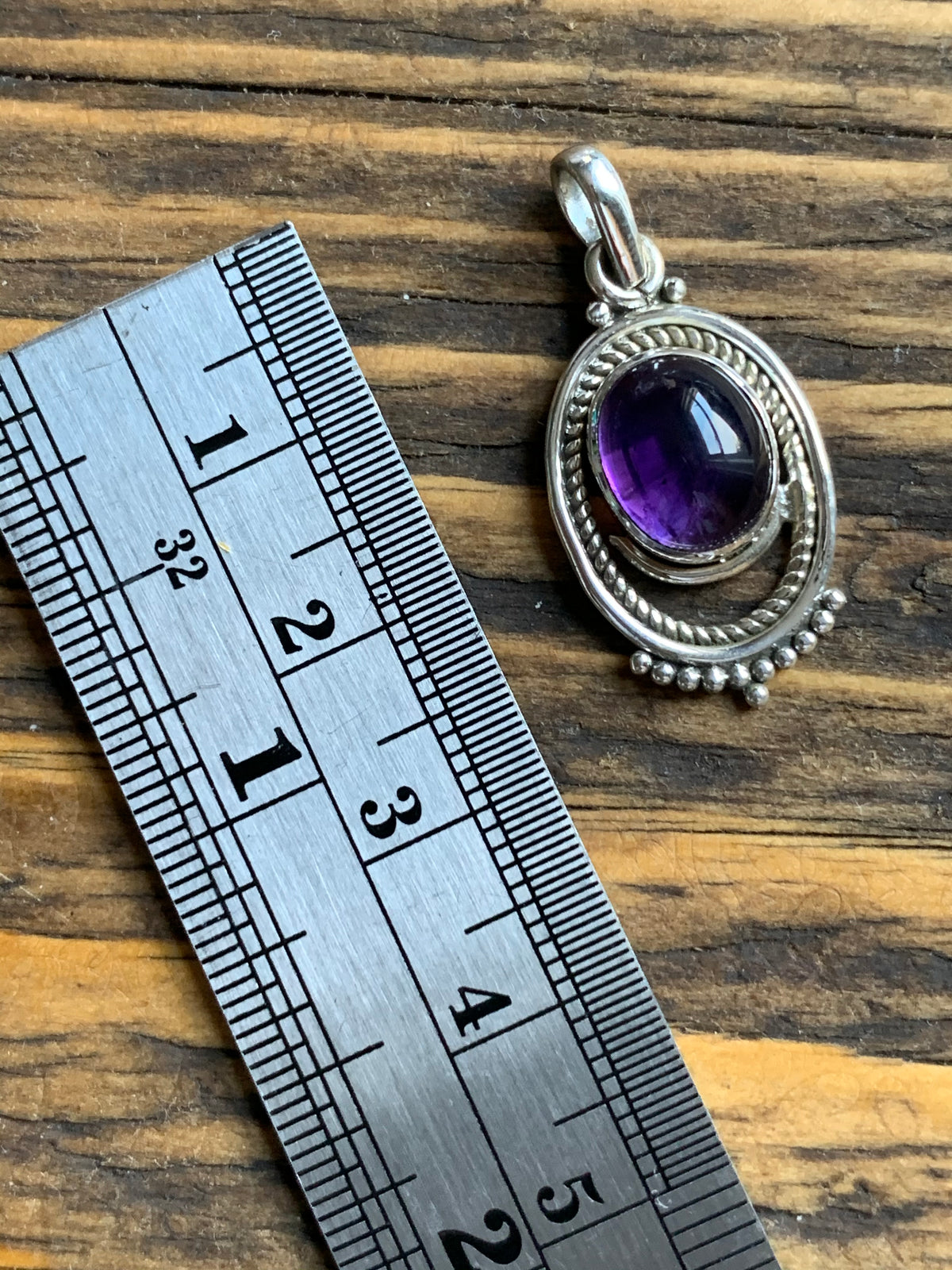 Boho Amethyst Ornate Oval Necklace