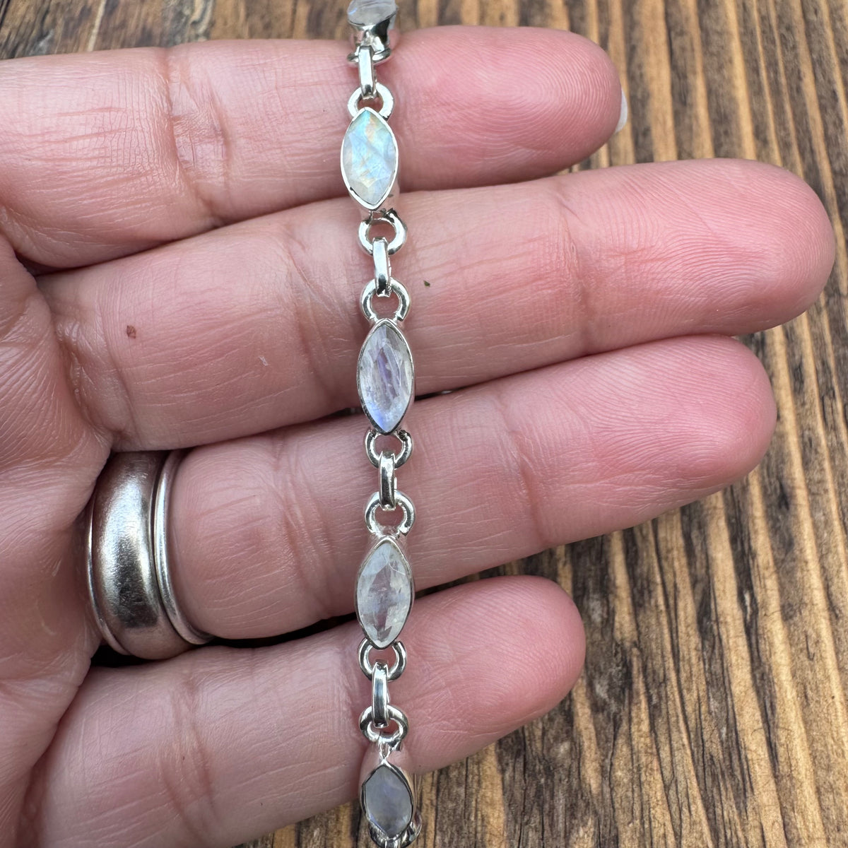 Faceted Moonstone Sterling Silver Bracelet