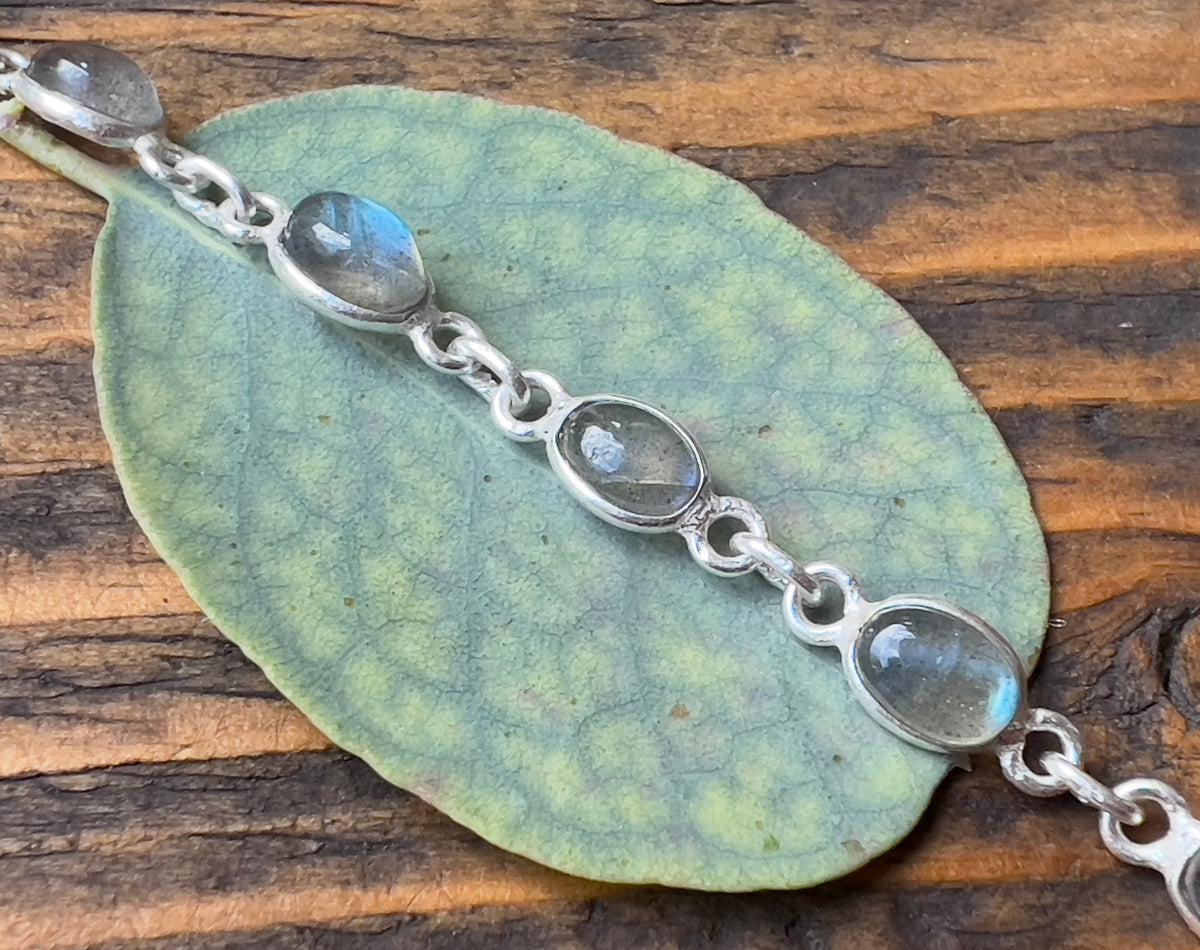 Dainty Labradorite Sterling Silver Bracelet