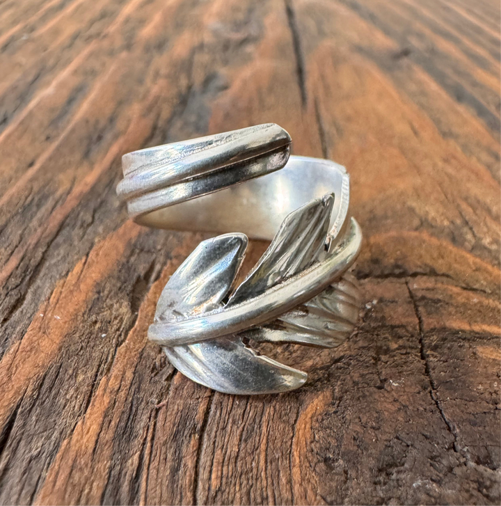 Big Leaf Wrap Sterling Silver Ring-Adjustable