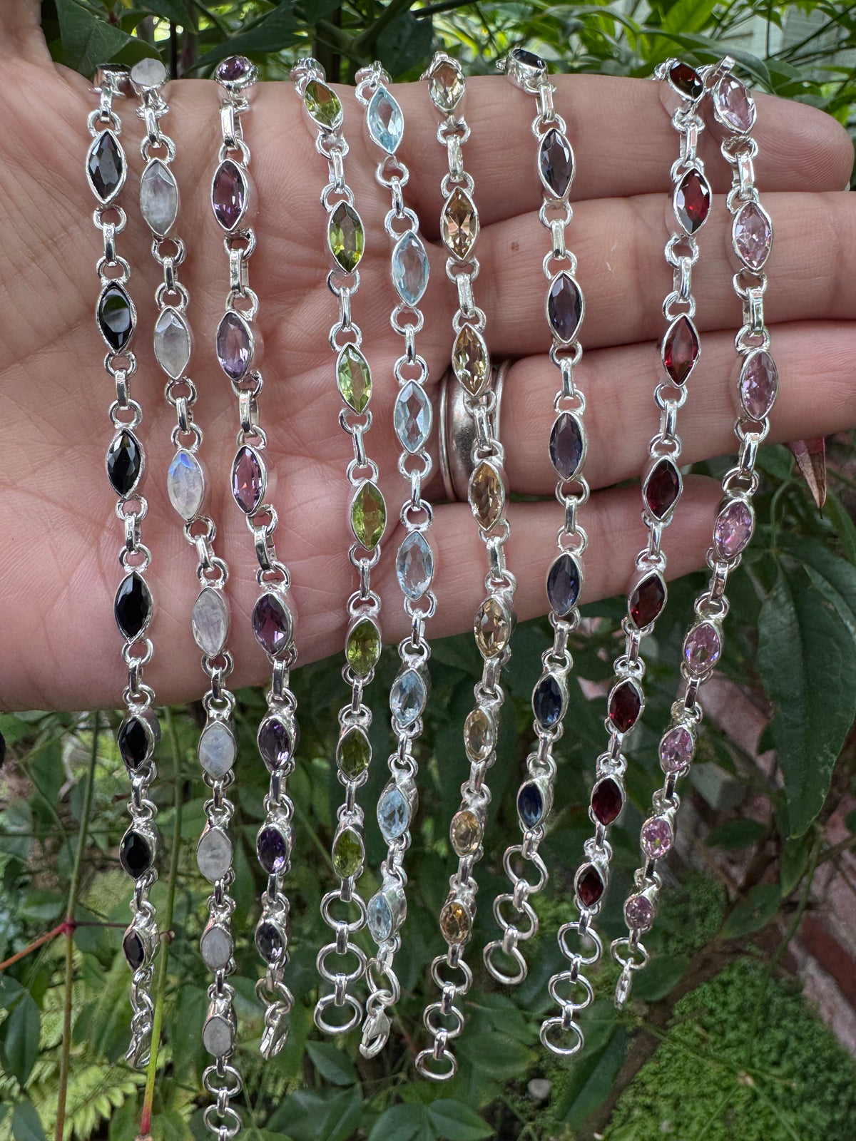 Faceted Peridot Sterling Silver Bracelet