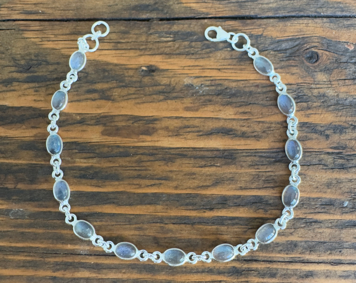 Dainty Labradorite Sterling Silver Bracelet