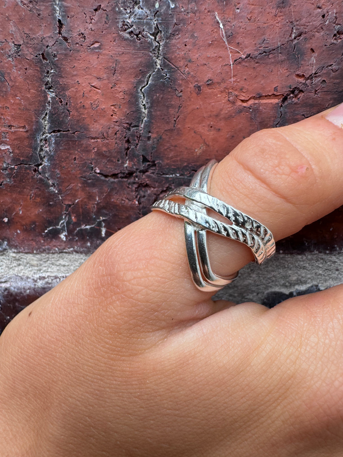 Sterling Silver Crossover Wrap Ring-Adjustable