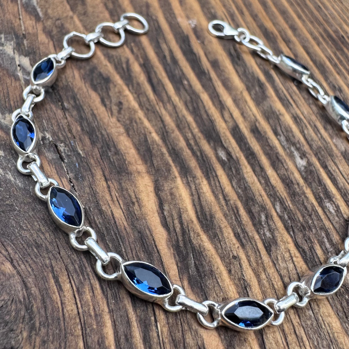 Faceted Iolite Sterling Silver Bracelet